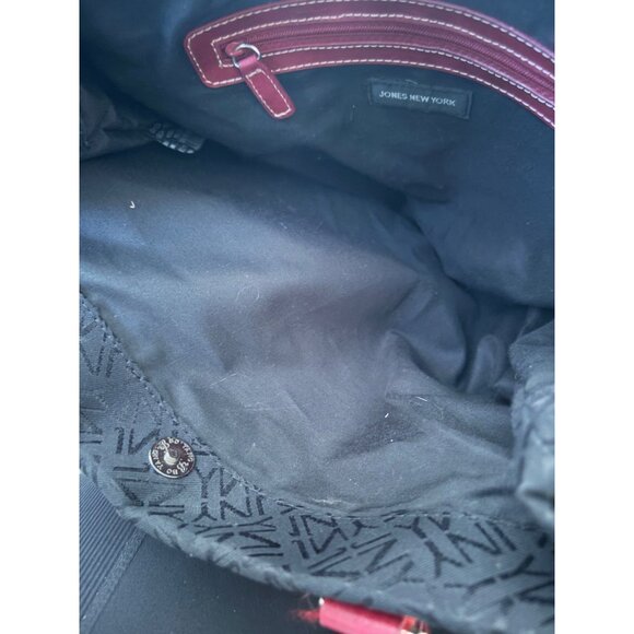 Jones New York Black Brick Red Large Handbag Purse Tote - Picture 6 of 13